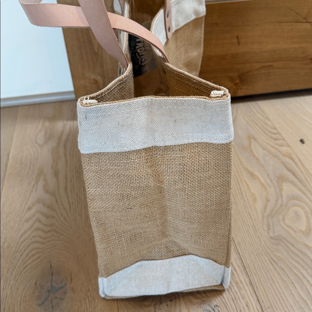 NEW Fresh Market Jute Tote Bag - Natural with Pink Handles - Picture 6 of 7